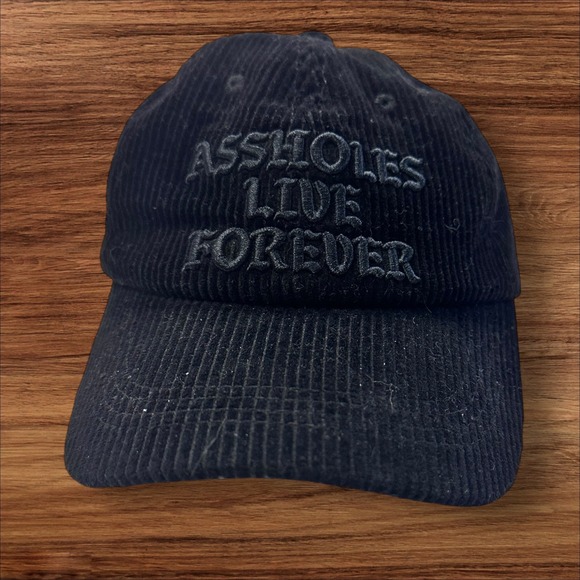 Assholes‎ Live Forever Corduroy Hat Novelty Embroidered Slogan Cap Adjustable OS - Picture 1 of 7